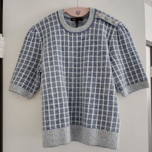 Maje Checked Short Sleeves Top